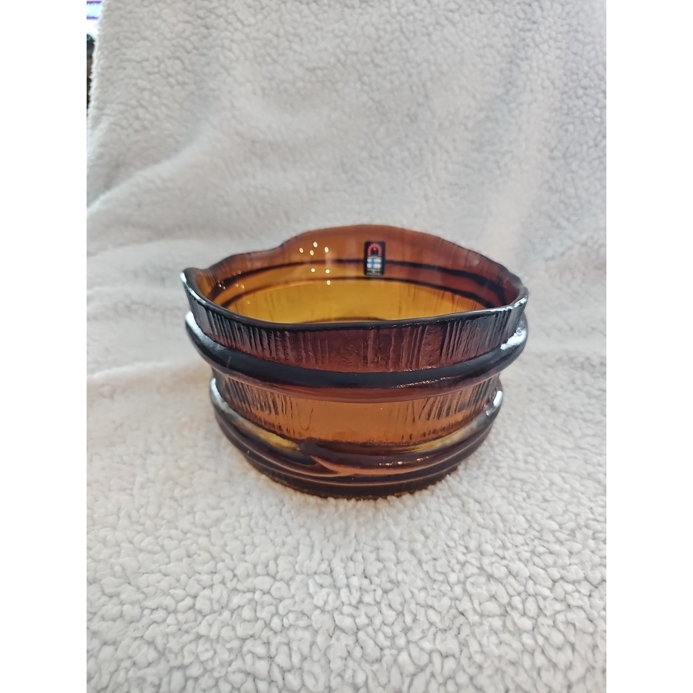 Humppila Bowl Vintage Amber Glass by Pertti Santalahti Finland Northern‎ Lights